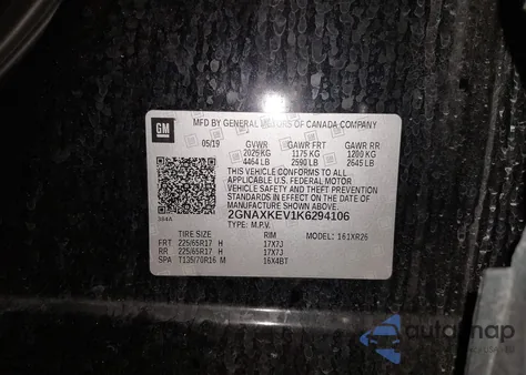 2019 Chevrolet Equinox Lt from USA, damaged, VIN 2GNAXKEV1K6294106